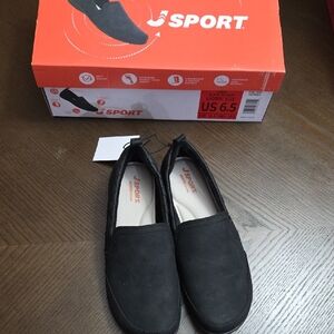 J Sport Women's Black Slip-On Loafers Size 6.5